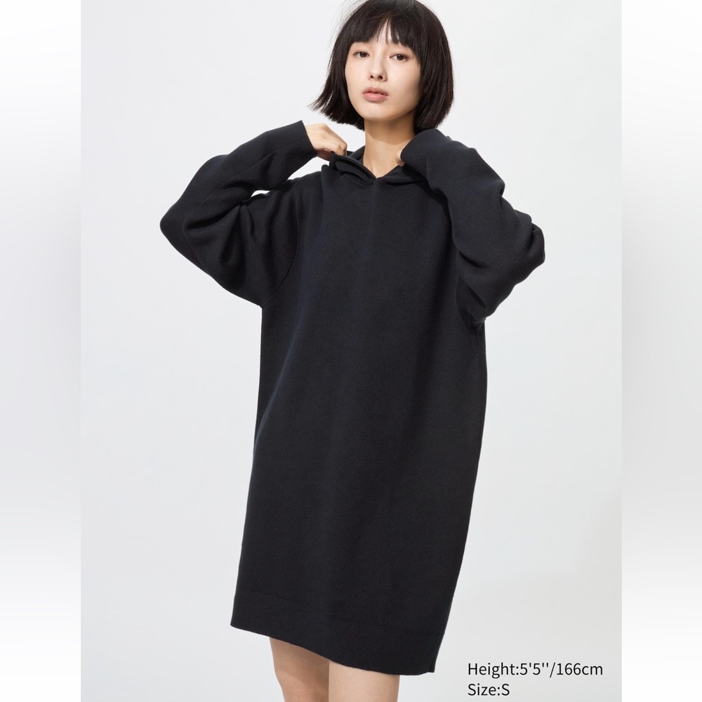 🆕 Uniqlo Smooth Cotton Knit Hoodie Dress